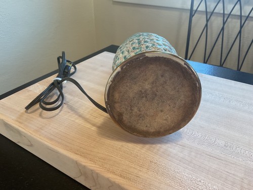 Vintage MCM Turquoise and Gold Accent Lamp - Picture 3 of 7