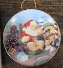 New Listing2001 Avon Mini Plate Christmas Ornament Santa Teddy Bear 22K Gold Trim