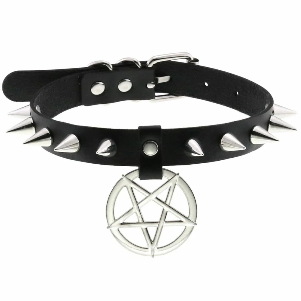 Pentagram Punk Choker Aesthetic Egirl Emo Cool Collar For Girl