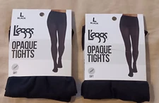 L'eggs Opaque Tights Lot Black Sz L 60 Denier Soft Matte Finish Nylon Spandex