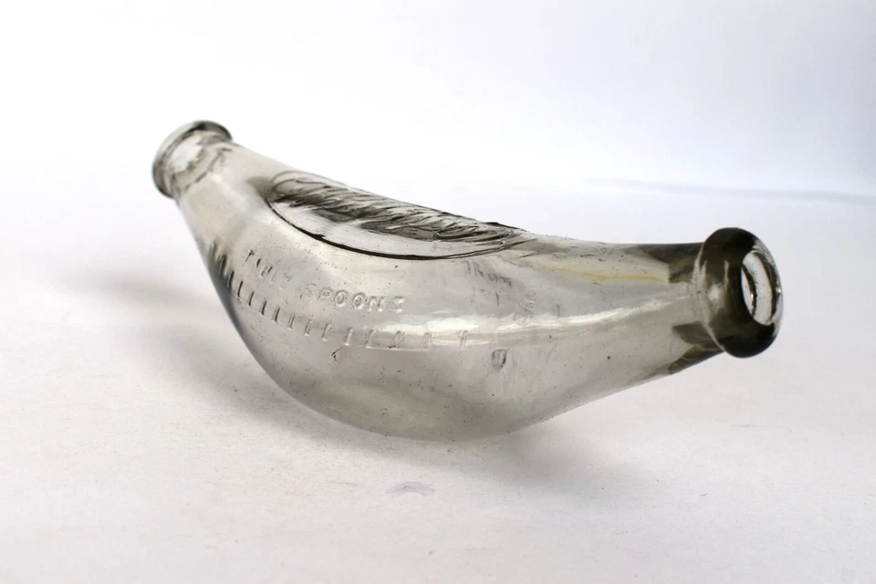 Vintage Griptight Latte Bottiglia Bambino Nutrimento Doppio Finale Banana Glass - Immagine 4 di 4