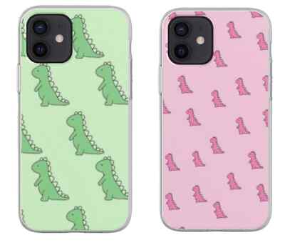 Dinosaurier rosa Handyhülle bedruckt und gestaltet für Handyhülle kompatibel mit