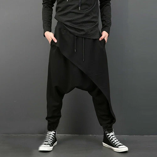 Men's Dance Hippy Pants Harem Casual Hip Hop Baggy Trousers Drop Crotch Trousers - Picture 2 of 18