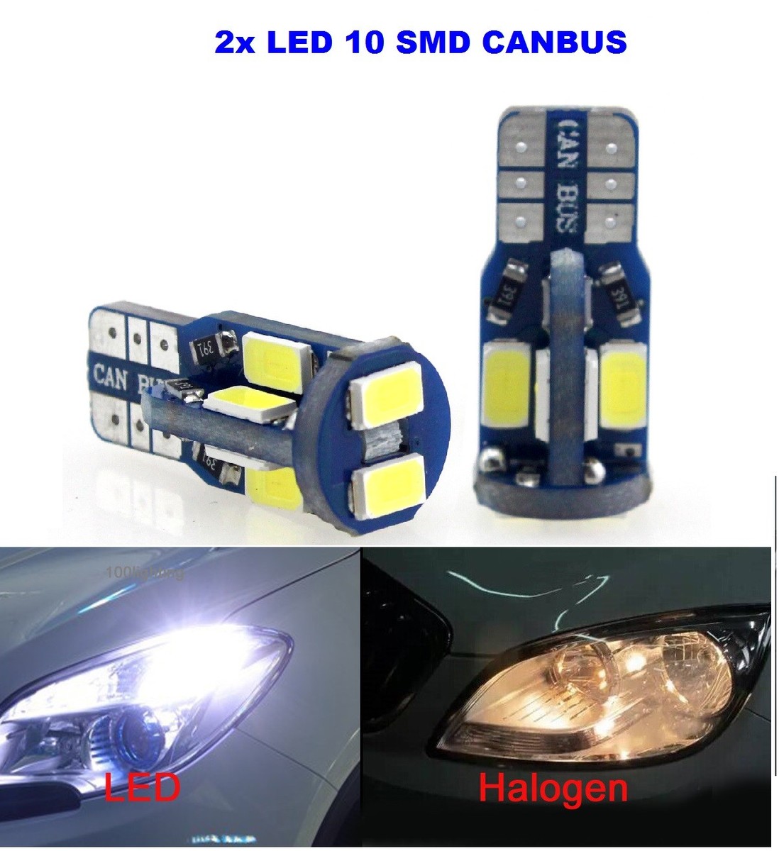 Lot De 2 Ampoules LED W5W Canbus Blanc 6000K Pour Veilleuses - Compatible Citroën Nemo
