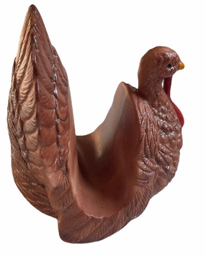 JSNY Turkey MCM Napkin Holder Ceramic Thanksgiving Autumn Hand Painted 4” X 3 ” - Picture 3 of 7
