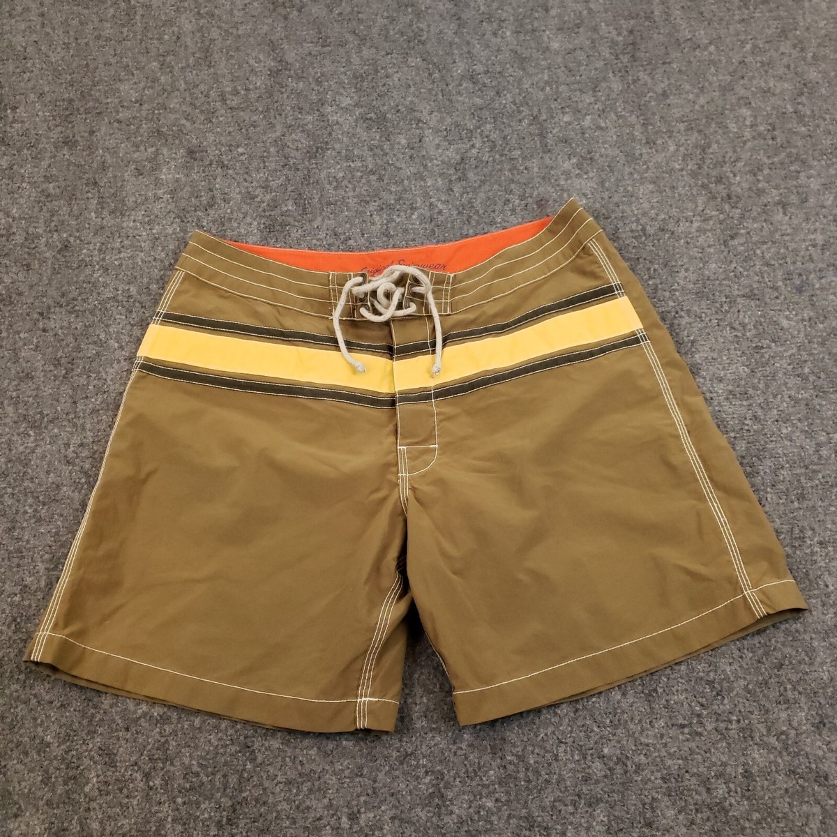 Crew Board Shorts Mens Size 34 Brown Drawstring Summer Beach Casual Logo