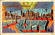 Vintage  Postcard  Large Letter Linen Greetin...
