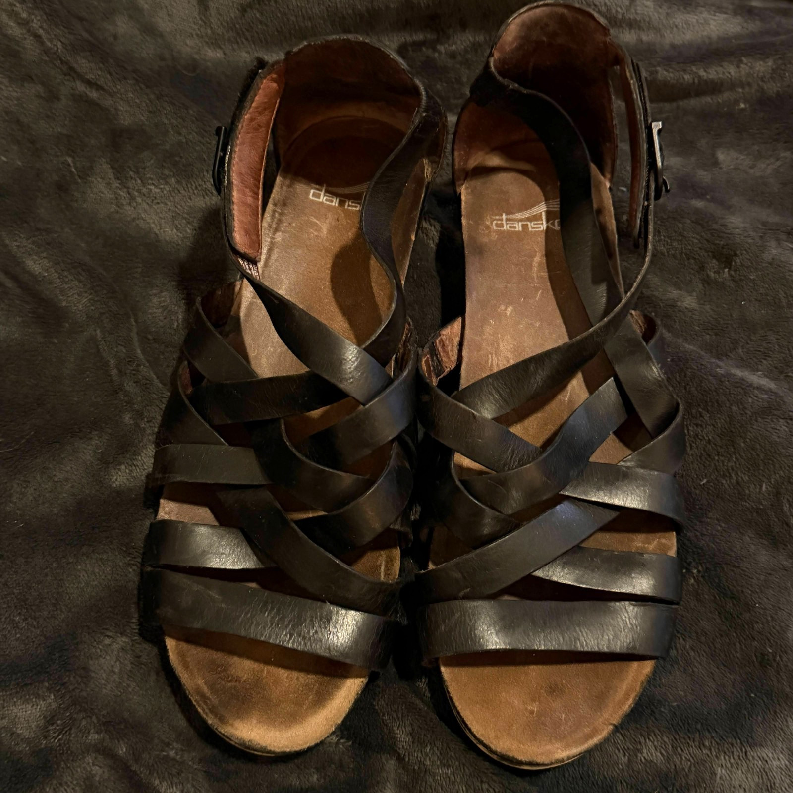 Dansko Black Leather Strappy Slingback Boho Gladiator Sandals Flats Womens 8 image 9