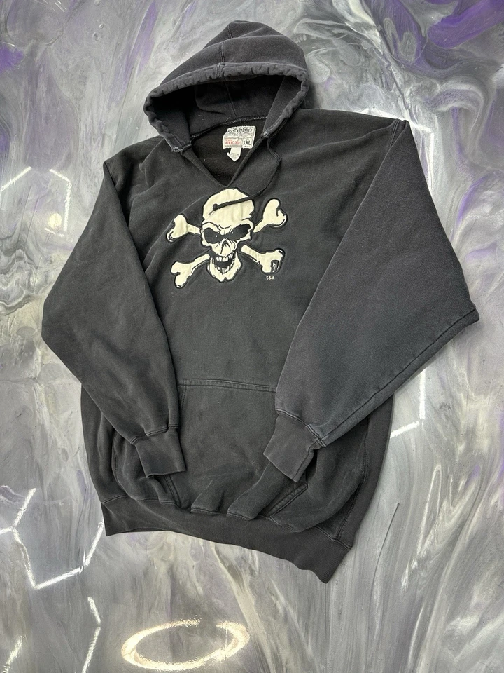 Skull Y2k Xxl Grunge Emo V Neck Thick Hoodie 2000s Jacket - Image 2 of 4