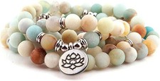 8mm 108 Mala Beads Bracelet Necklace Lotus Ch...