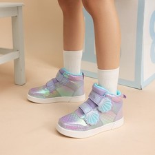 Little Girls Toddler Fashion Sneakers High Top Rainbow Hook Loop Athletic Shoes