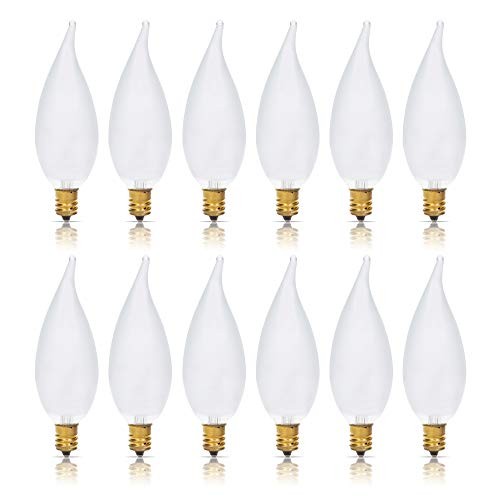 Candelabra Flame Tip Frosted CA10 25W E12 Base (12 Pack) Decorative 25.0 Watts
