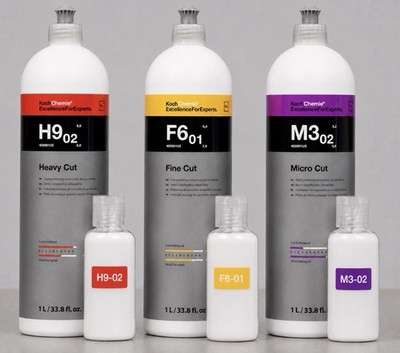 Koch Chemie Compound Polish Combo:  Heavy/ Fine / Micro Cut ( 3, 1oz BOTTLES)