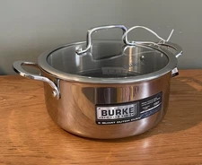 NEW David Burke 5 Quart Dutch Oven Pot With Lid Stainless Steel Geo Clad 500F