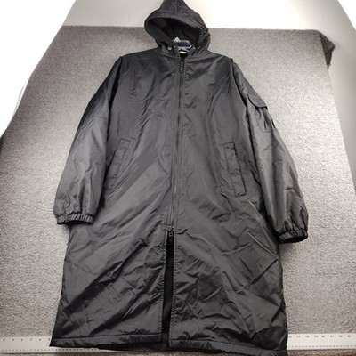 Adoretex Adult Swim Parka Black Fleece Lined Hooded Long Coat Large