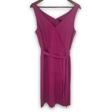 Ann Taylor Magenta Tie Waist Sleeveless Faux Wrap Dress 6 Party Wedding NWT