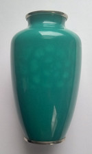 VASE JAPONAIS CLOISONNÉ ANDO VERT JADE ÉMAIL FLORAL SANS FIL