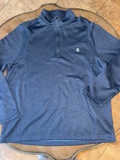 Men's IZOD 1/4 Zip Long Sleeve Stretch Soft Pullover Fleece Shirt Blue Medium