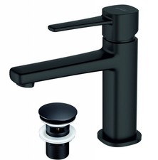 #Invena GLAMOUR schwarzer Waschtischhahn mit Klick-Klack-Stopfen