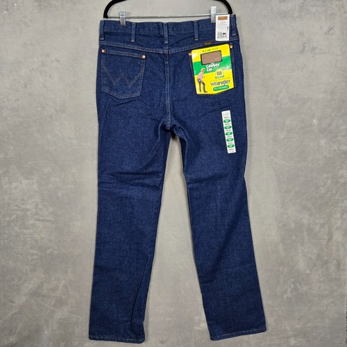 Wrangler Cowboy Schnitt Herren 36X34 Slim Fit Rodeo schwere blaue Jeans neu mit Etikett 936PWD