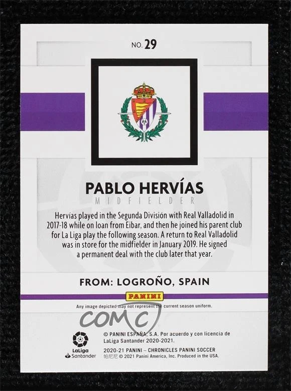 2020-21 Panini Chronicles Panini La Liga Silver Circles Pablo Hervias #29 - Image 2 of 2