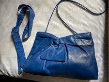 80,s Royal Blue Soft Leather Bag And Tie. Bag NWOT