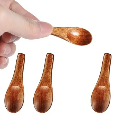 4 Pcs Tiny Wooden Spoons, Handmade Mini Spoon for Spices Jars Sugar Salt Sauce 