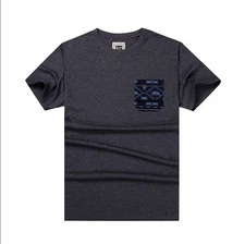 Lightweight Men's Pocket Tee Summer Breathable Solid Color Soft Crew Neck Top