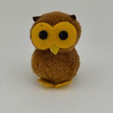 Wallace Berrie 1977 Brown Felt Owl No. 613 Shredded Clippings 3"
