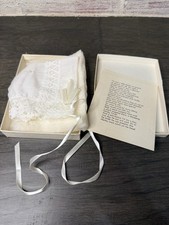 Baby Christening First Bonnet Keepsake Vintage White Cotton Handkerchief New