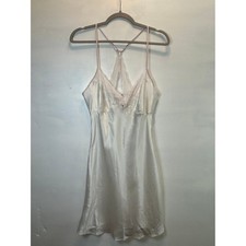 Linea Donatella Ivory Satin Lace Chemise Slip Gown Size M Y2K Coquette Lingerie