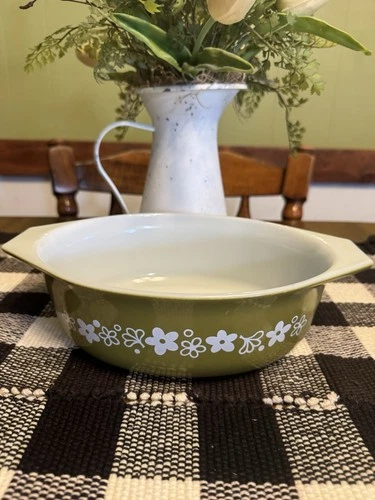 Vintage Pyrex 043 Oval Casserole Dish 1.5 Qt Crazy Daisy Spring Blossom