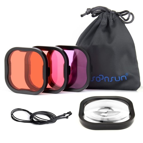 4-Pack Dive Filter for GoPro Hero 13 12 11 10 9 8 Black Official Waterproof H...