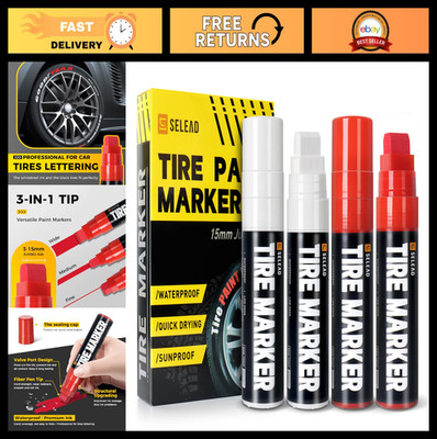 Jumbo Tire Marker Paint Pens - 4 Pack, 15mm Wide Tip, Waterproof Permanent Ink f