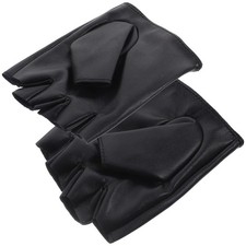 2 Pairs Childrens Black Fingerless Gloves Kids Faix Bike for Girls Half