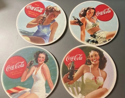 Vintage Coca-Cola Pin-Up Style Paper Coasters – Set of 8– Unused