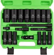 19 Piece 1/2" Impact Socket Set SAE 3/8 to 1-1/14