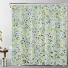 LB Nature Plant Floral Shower Curtain 72"W x 72"L Pack of 1 , Sage Green