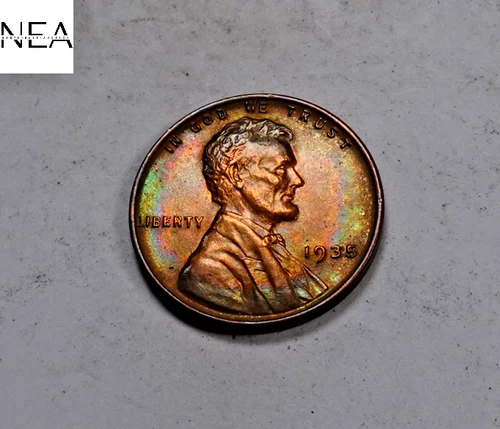 1935 Lincoln Wheat Penny Cent ~ Gem BU++ (rainbow toned) ~ (ZW621)
