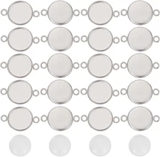 1 Box 160Pcs Bezel Connector Charms 12mm Cabochon Connector Settings 304 Stai...