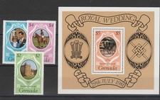 GRENADA 1981 Die K&ouml;nigliche Hochzeit Lady Diana 3 Val + BF MNH MF58022