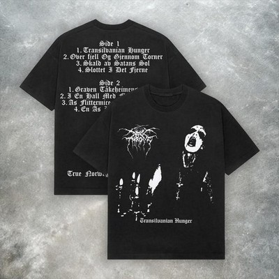 Darkthrone Transylvanian Hunger Tee   Y2K Black Metal Band Oversized Cotton Shir
