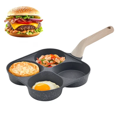 Nonstick 4-Cup Egg Frying Pan, Multi-Section Skillet for Eggs and Pancakes
