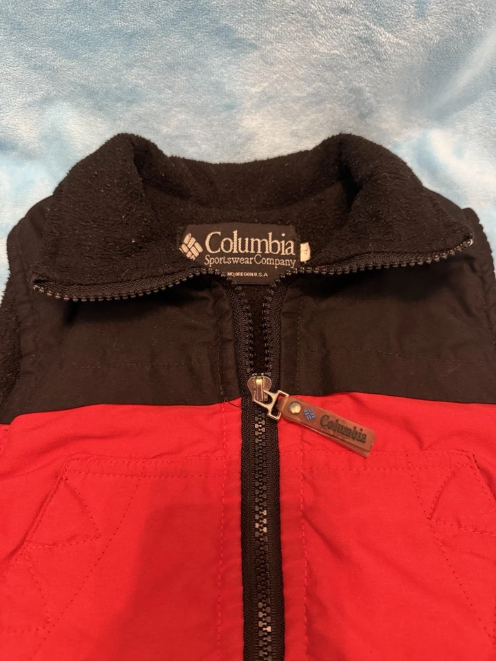 Chaleco Columbia Unisex Niños Ligero Rojo Negro 100% Algodón Polar Cremallera Talla 4 Foto 4 de 4