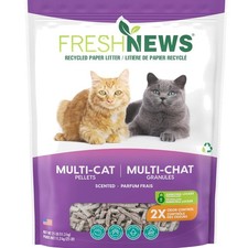 Recycled Paper Multi-Cat Pellet Non-Clumping Paper Cat Litter, 25 Pound, 2X O...
