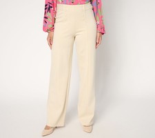 Belle by Kim Gravel Women's Pants Sz 16 Resort Ready Ponte Wide Leg White