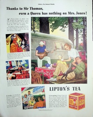 Original 1938 Vintage Print Ad: Lipton's Tea, Thanks to Sir Thomas