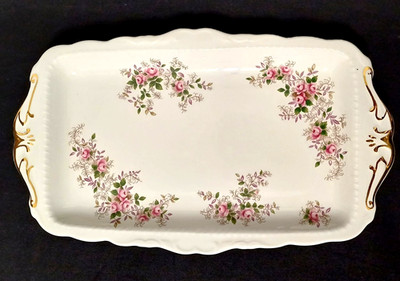 NEU! Servierplatte ROYAL ALBERT Porzellan LAVENDER ROSE 1961 L/B: 30x17,5 cm