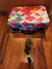 Victrola Journey Suitcase Record Player - Geo Print Cleaned Tested Works