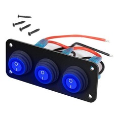 3 Gang 12V 20A Toggle Rocker Switch Panel LED Waterproof For Car Boat Marine